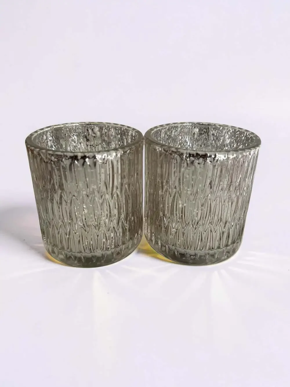 NCI Mercury Glass Christmas Votive Candle Holders, Set of 2